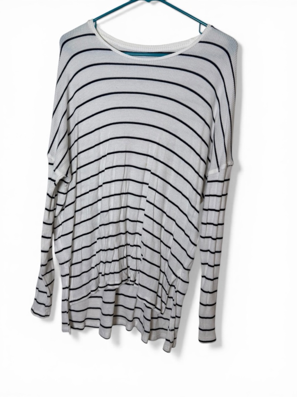 aerie White and Black Striped Long-Sleeve Top